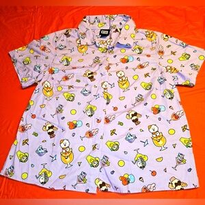 BT21 Fruity Drinks Woven Button Up szM Purple Background E.U.C.